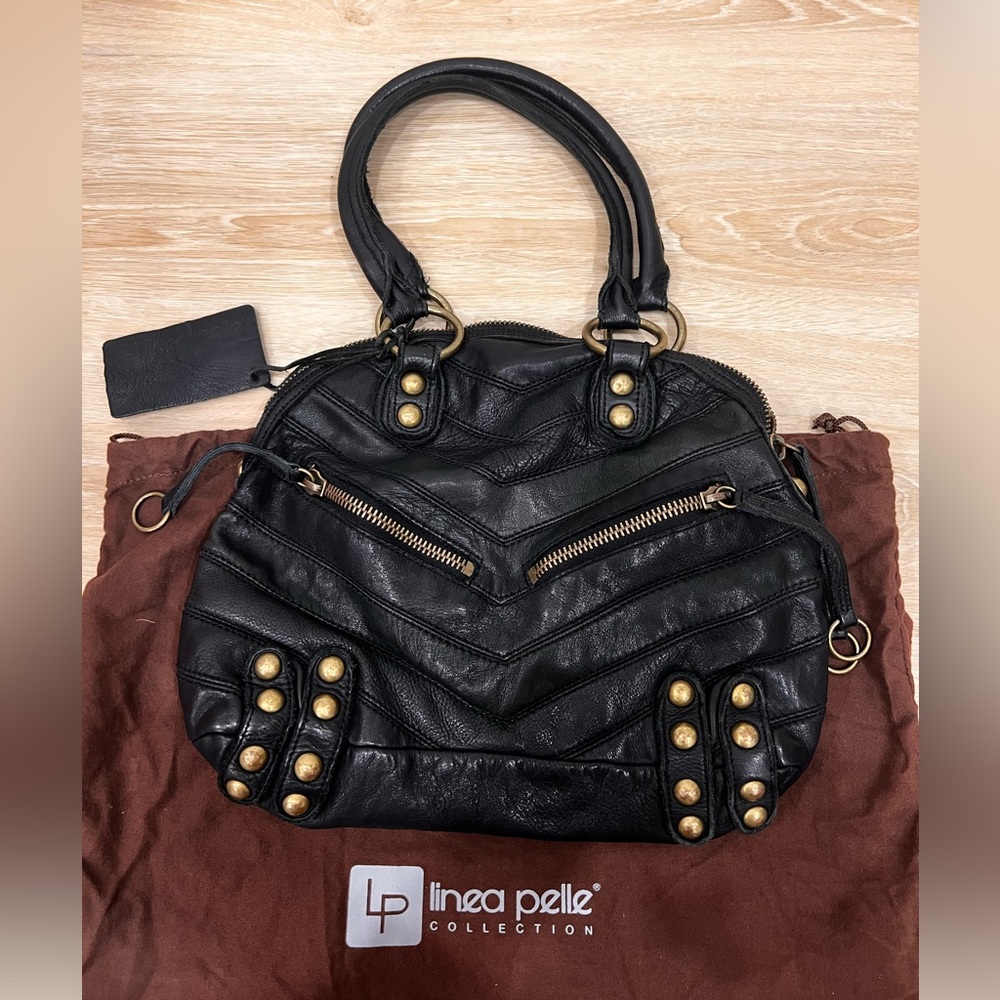 Linea Pelle Black Leather Handbag